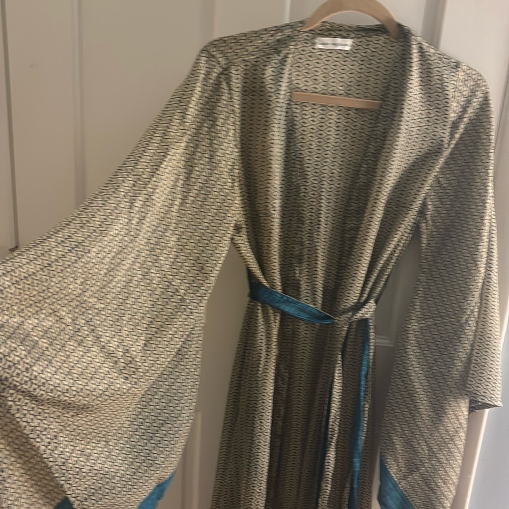 One of a kind silk sari robe handcrafted